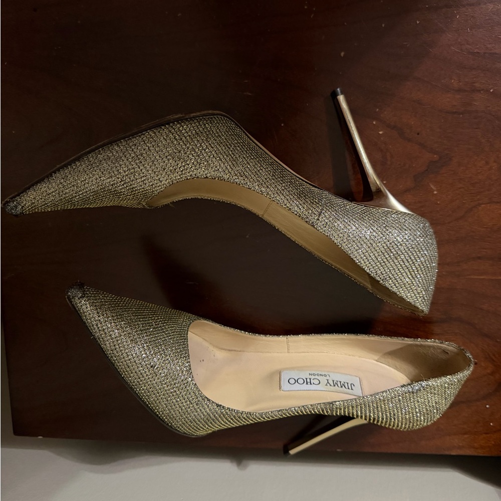 Jimmy Choo Glittering Gold Heels - Picture 8 of 10